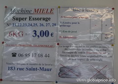 Prices for souvenirs in Paris, Laundry service 